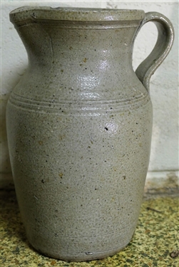 North Carolina Pottery Pitcher with Incised Rings - Measures 9" Tall - Pitcher Has Hairline Crack