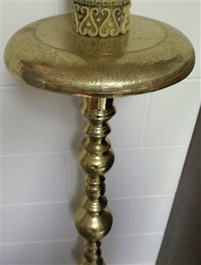 Hand Engraved Brass Candle Pedestal / Stand - Measures 48 tall 11 Across