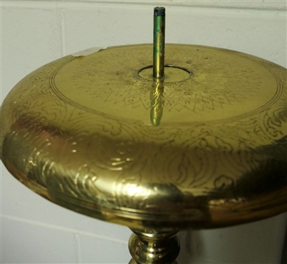 Hand Engraved Brass Candle Pedestal / Stand - Measures 48 tall 11 Across