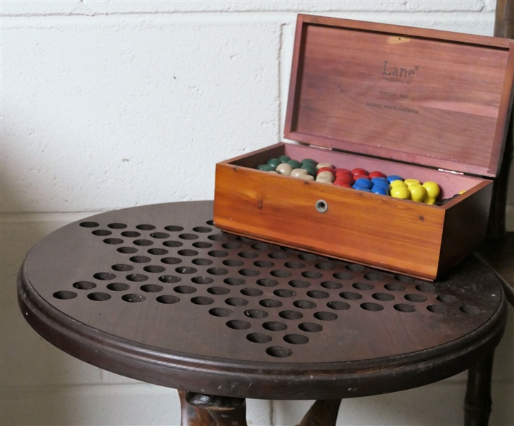 Chinese Checker Board with Lane, Hudson Belk, Raleigh, NC - Miniature Chest with Chinese Checker Pieces 