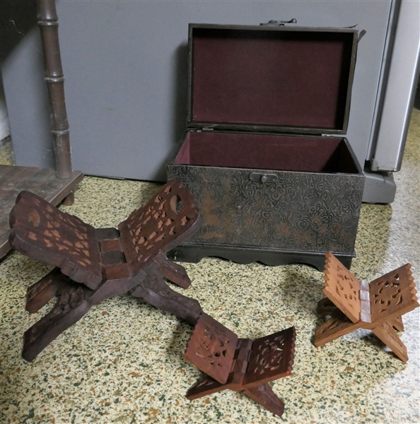 3 Polynesian Wood Carved Book Holders 