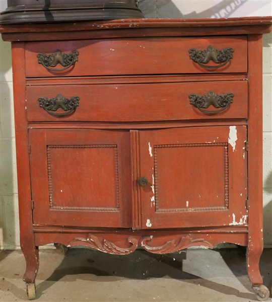 2 Drawer Painted Serpentine Front Wash Stand - Has Been Converted To Speaker Cabinet Wurlitzer Sound System Wide Range Sound System - Model 700 Speaker -Stand Measures 31" 29" 15" 