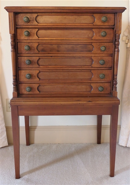 Nice 6 Drawer Spool Cabinet on Legs - Original Knob Pulls - No Inserts - Overall Measures 41 1/2" tall 26 1/2" by 19 1/2"