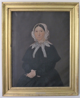Oil on Canvas Portrait of Elizabeth Crawford Davis Alston in Gold Gilt Frame -(1792-1869 Wife of Thomas Nicholas Faulcon Alston) Frame Measures 43 3/4" by 35 1/2" 