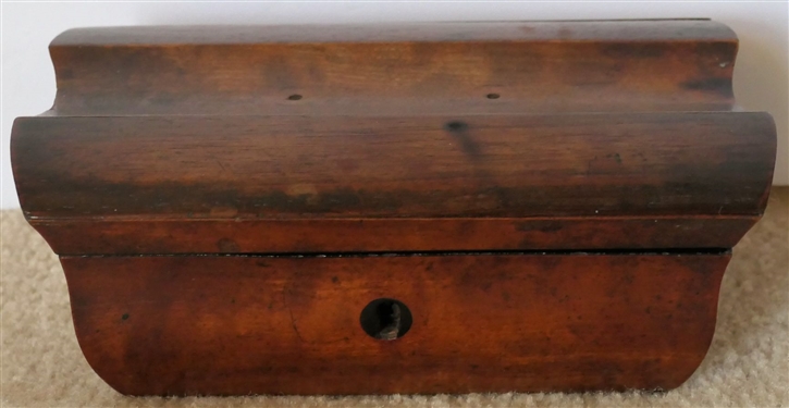 Mahogany Document Box with Scrolled Lid - Missing Handle and Key- Measures 3" tall 7 3/4" by 5"