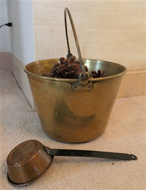"The American Brass Kettle" #2 - Brass Pot and Brass/Copper Dipper - Kettle Measures 9" Tall 13" Across