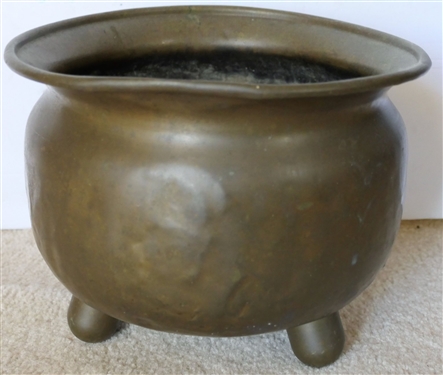 Brass 3 Footed Planter / Pot - Measures 7 1/2 tall 10 Across