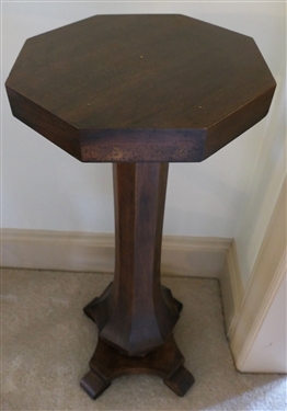 Heavy Walnut Plant Stand with 4 Scrolled Feet - Measures 30 Tall 12 Across