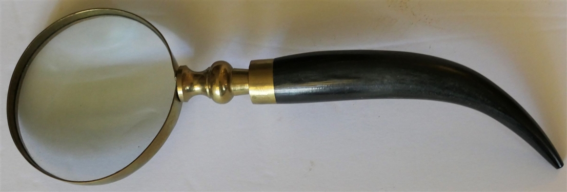Brass Magnifying Glass with Tusk Handle - Tusk Measures 5 Long