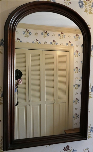 Nice Walnut Arched Beveled Mirror - Frame Measures 41" by 25"