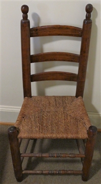 Warren County, NC Handmade Ladder Back Chair - Replaced Rush Bottom Seat - Measures 37 tall 18 by 12 