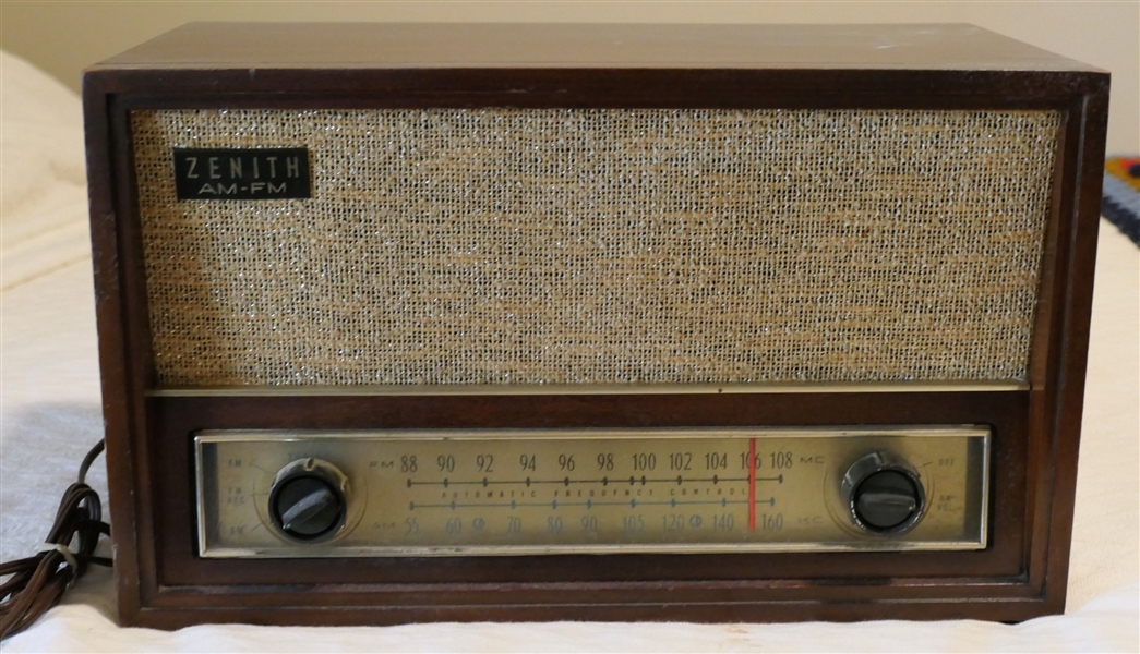 Zenith AM-FM Radio - Chassis 7C05 - Measures - 9 1/4" tall 15" by 9" - Original Sticker on Bottom
