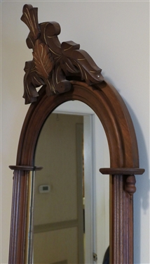 Beautiful Walnut Victorian Mirror with Carved Crest - Measures 37 by 22 1/2