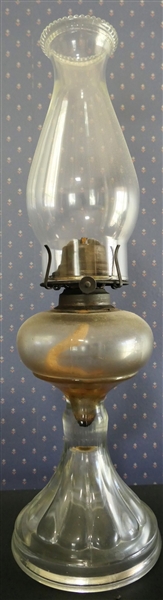 Clear Glass Oil Lamp - Measures 9 1/2" to Burner