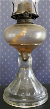 Clear Glass Oil Lamp - Measures 9 1/2 to Burner