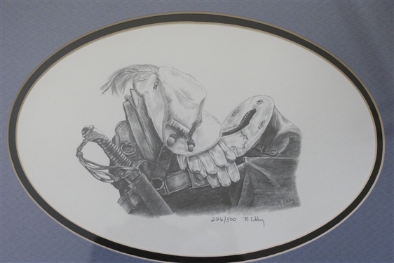 R. Eddy Artist Signed and Numbered 226/500 Civil War Print - With Note From Artist on Back - Framed and Double Matted - Frame Measures 10 1/4 by 13 1/4