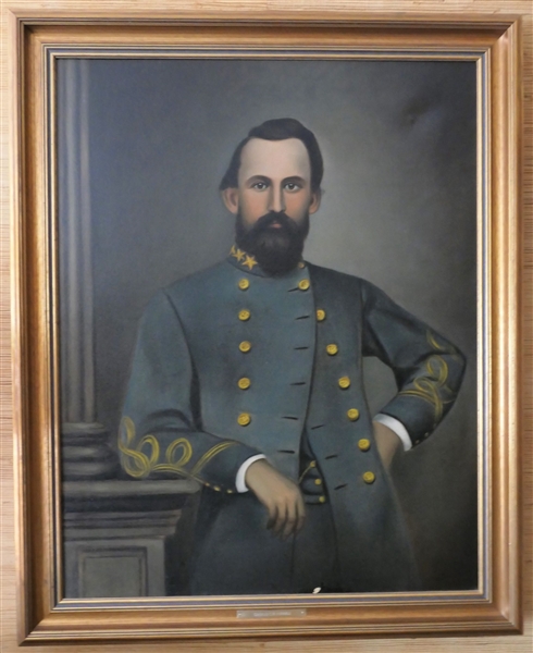 Col. Charles C. Blacknall (1830 - 1864)  - Civil War Soldier Oil on Canvas Portrait by M.L.H. Williams - 1916 - Painting Was Removed From The Home When It Was Burning  and Gifted to Alston -...