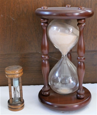 2 Sand Hourglasses - Larger Measures 9 Tall Smaller 4
