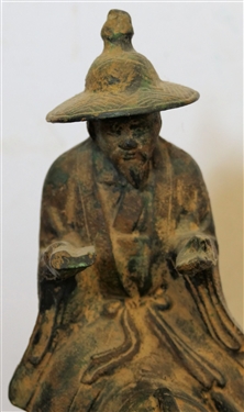 Heavy Metal Asian Figure Riding a Horse - Measuring 11 Tall 10 Long 