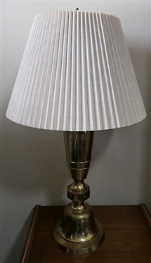 Unusual Gold Colored Metal Table Lamp with Pleated Shade - Lamp Measures 26 to Bulb