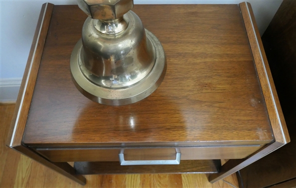 Mid Century Night Stand with Chrome Accents - Measures 23 tall 22 by 15 1/2