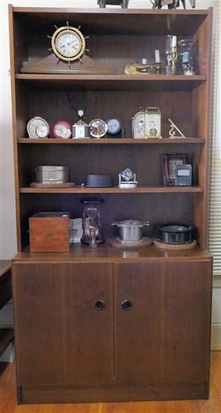 Modern 3 Shelf Book Case Cabinet by Van Pelt - Original Sticker inside Door - Measures 72 1/2" tall 36" by 16" - NO CONTENTS