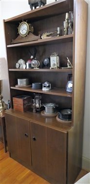 Modern 3 Shelf Book Case Cabinet by Van Pelt - Original Sticker inside Door - Measures 72 1/2 tall 36 by 16 - NO CONTENTS