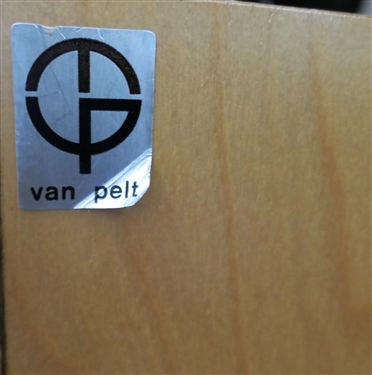Modern 3 Shelf Book Case Cabinet by Van Pelt - Original Sticker inside Door - Measures 72 1/2 tall 36 by 16 - NO CONTENTS