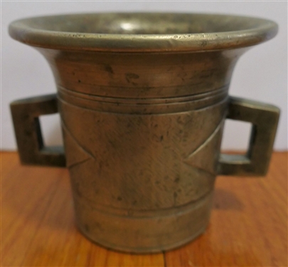 Heavy Brass Mortar and Pestle - Mortar Measures 3 3/4tall 4 1/2 Across