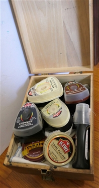 Wood Shoe Shine Kit with Lots of Shoe Polish 