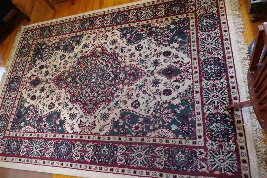Machine Made Green, Burgundy, and Cream Rug - Measures 5 3 1/2" by 76"