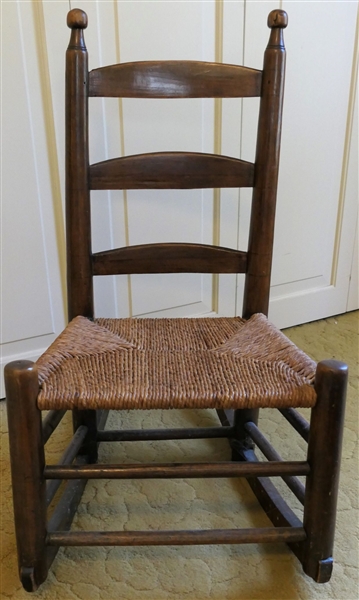 Warren County, NC Ladderback Rocking Chair - Knife Marks on Chair Stiles - Measures 32" tall 13 1/2" by 13" 