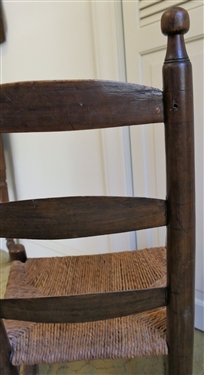 Warren County, NC Ladderback Rocking Chair - Knife Marks on Chair Stiles - Measures 32 tall 13 1/2 by 13 
