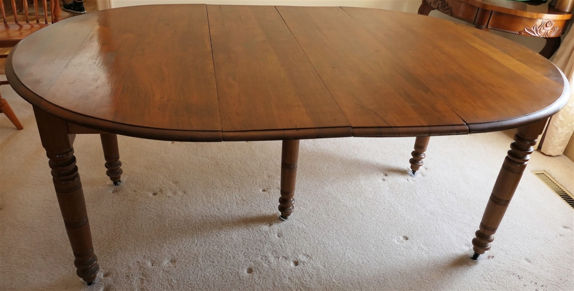 Walnut Turned Leg Dining Table with 2 Leaves - Measures 29" tall 67" by 44" 