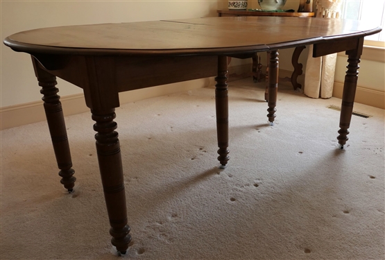 Walnut Turned Leg Dining Table with 2 Leaves - Measures 29 tall 67 by 44 