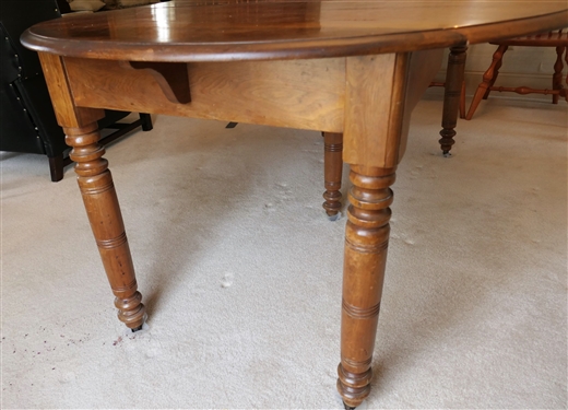 Walnut Turned Leg Dining Table with 2 Leaves - Measures 29 tall 67 by 44 
