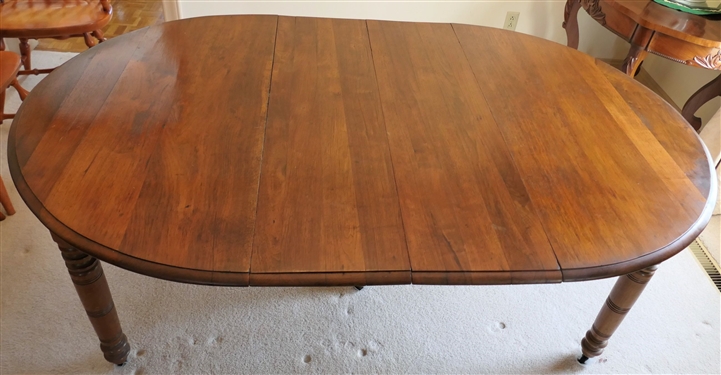 Walnut Turned Leg Dining Table with 2 Leaves - Measures 29 tall 67 by 44 