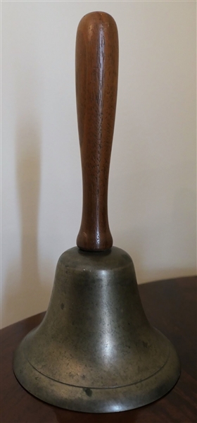 Brass School Bell with Wood Handle - Measures 7" Tall 