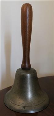 Brass School Bell with Wood Handle - Measures 7 Tall 