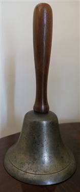 Brass School Bell with Wood Handle - Measures 7 Tall 