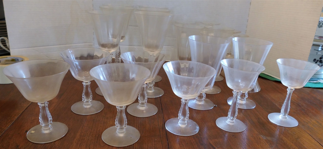 18 Pieces of Fostoria Crystal with Ribbed Bowls - Wines Measure 7 3/4" tall, Iced Tea 6 3/4" Tall 