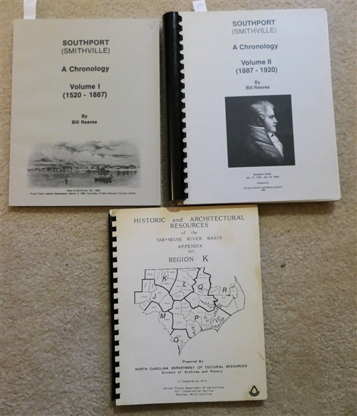 Historic and Architectural Resources of the Tar-Neuse River Basin Appendix For Region K Spiral Bound, "Southport (Smithville) A Chronology Volume I (1520 - 1887) by Bill Reaves Paperbound, and...