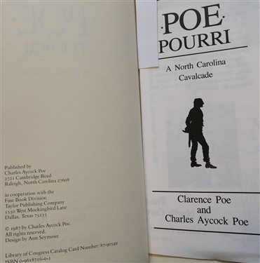 Poe - Pourri - A North Carolina Cavalcade by Clarence Poe and Charles Aycock Poe - Hardcover Book with Dust Jacket and Jule Carr - General Without An Army by Mena Webb - Author Signed First...