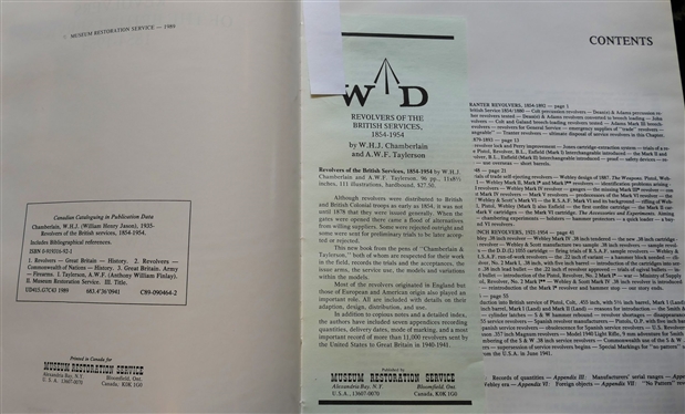 Revolvers of The British Services, 1854 - 1954 by W.H.J. Chamberlain and A.W.F. Taylerson - Hardcover Published by Museum Restoration Service 1989 - Hardcover