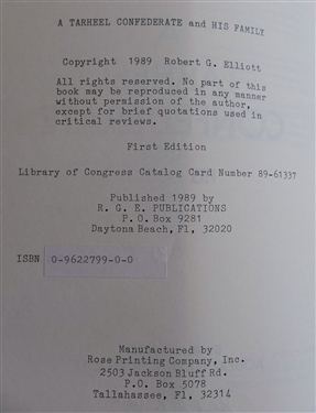 Front Rank by Glenn Tucker - 1962 Hardcover Book by the North Carolina Confederate Centennial Commission and A Tarheel Confederate and His Family By His Grandson Robert Garrison Elliot - 1989...