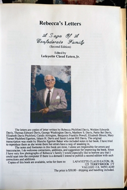 Rebecca's Letters - A Saga of a Confederate Family Edited by Lafayette Claude Eaton, Jr. - Second Edition Book