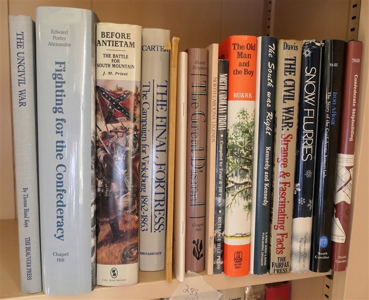 15 Books Including "The Uncivil War" "Fighting For The Confederacy" "Before Antietam" "The Final Fortress" "Great Events in North Carolina" "2012 North Carolina Century Farm" "The Great Dismal"...