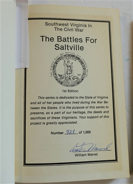 Southwest Virginia in The Civil War - The Battles For Saltville by William Marvel Author Signed and Numbered 928 of 1000 First Edition and The Petersburg Campaign Abraham Lincoln At City Point...