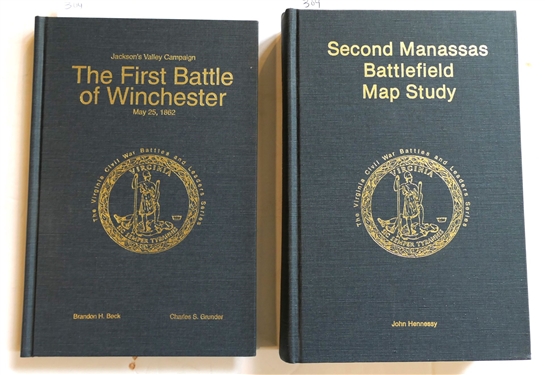 Second Manassas Battlefield Map Study by John Hennessy Author Signed and Numbered 450 of 1000 First Edition and The First Battle of Winchester By Brandon H. Beck and Charles S. Grunder - Author...