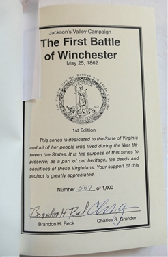 Second Manassas Battlefield Map Study by John Hennessy Author Signed and Numbered 450 of 1000 First Edition and The First Battle of Winchester By Brandon H. Beck and Charles S. Grunder - Author...